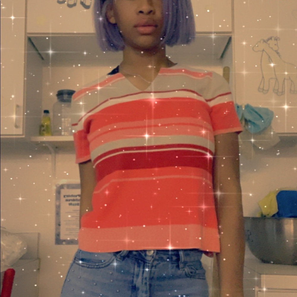 Vintage pink/cream colored crop top